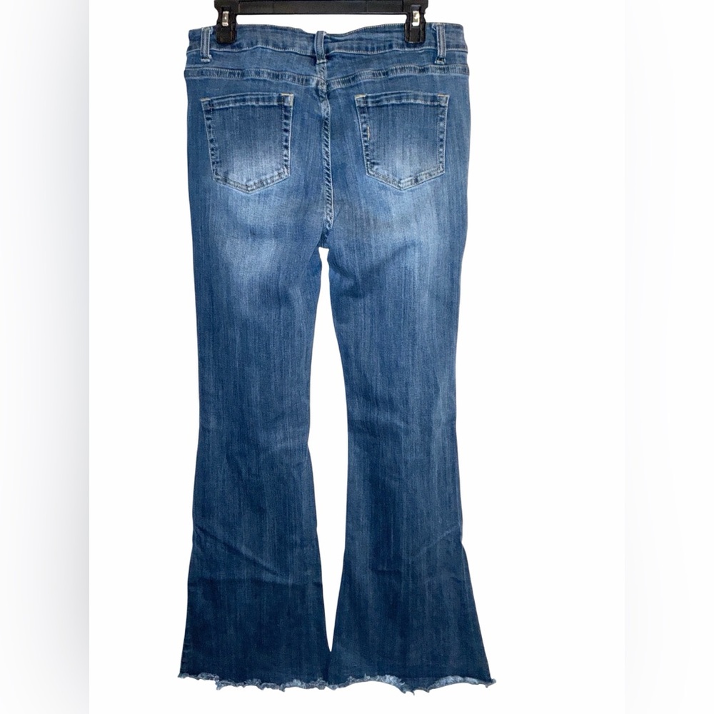 Pink Label Flare Jeans with Distressed Details And Raw Hem, Size 13 - Picture 2 of 4